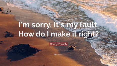 randy pausch quote “i m sorry it s my fault how do i make it right”