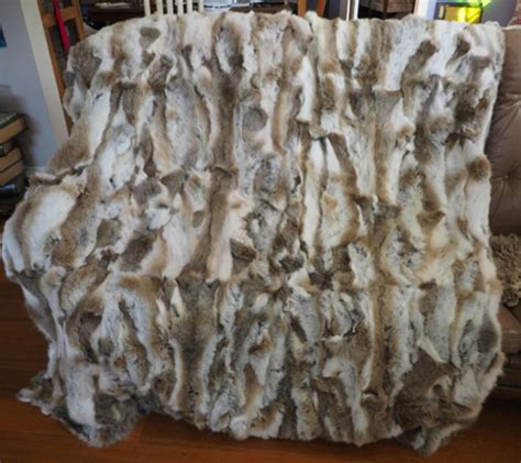 Real Natural Patchwork Rabbit Fur Blanket Rabbit Fur Rug Decorative