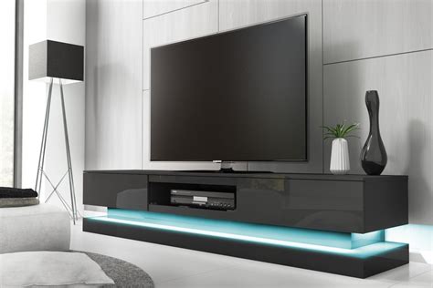 Evoque Dark Grey High Gloss Tv Unit With Lower Led Lighting Tvunit