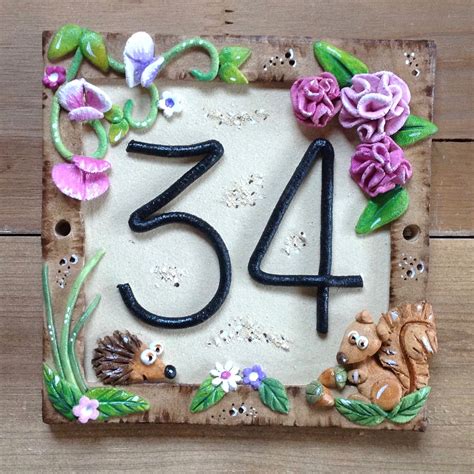 Check spelling or type a new query. Whimsical Ceramic House Number Sign with pretty in pink ...
