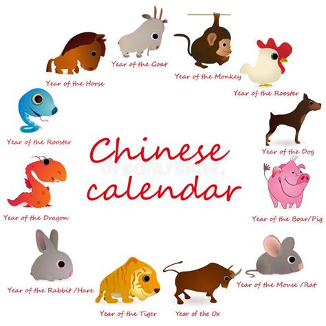 Chinese Calendar With 12 Animals Stock Vector Image 25084812