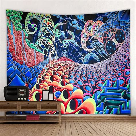 Psychedelic Tapestry Hippy Art Wall Hanging Trippy Wall Decor Etsy
