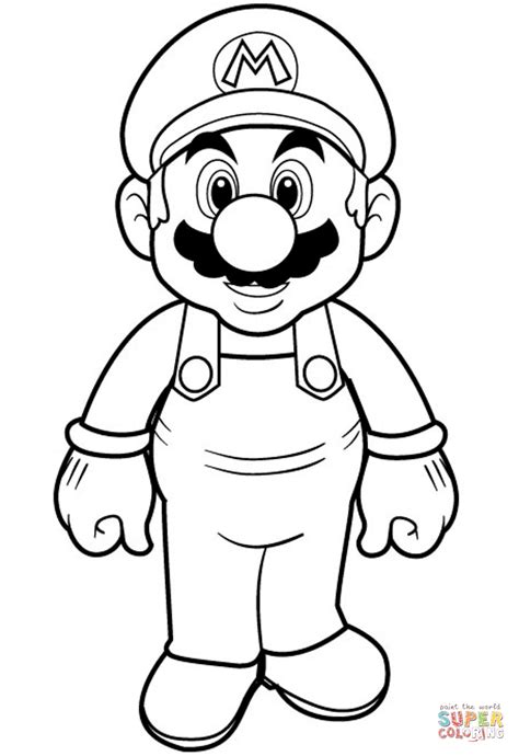 Who doesn't know mario, the italian plumber from the nintendo computer games? Super Mario coloring page | Free Printable Coloring Pages