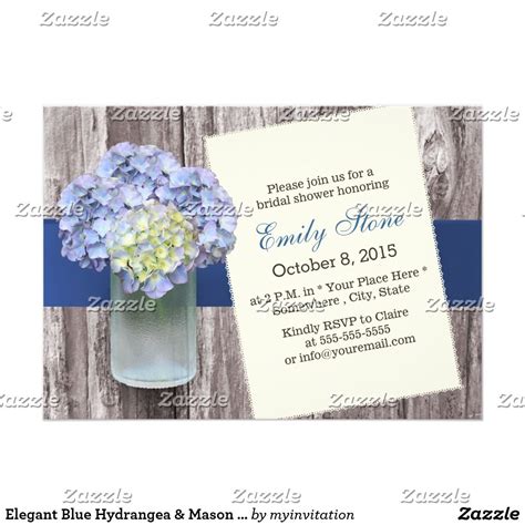 Elegant Blue Hydrangea And Mason Jar Bridal Shower Invitation
