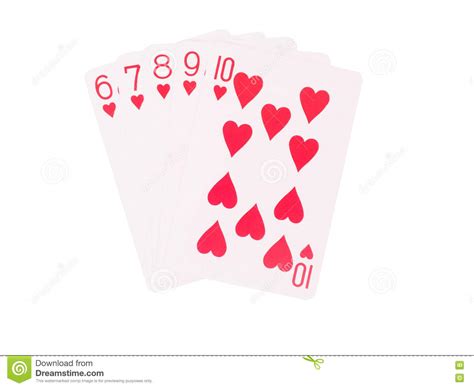 There are five cards in all straights. Straight Flush Playing Cards Isolated On White Background. Stock Image - Image of flush, poker ...