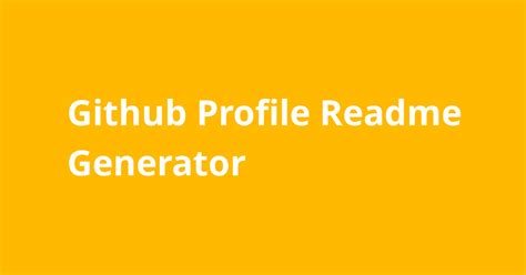 Github Profile Readme Generator Resources Open Source Agenda
