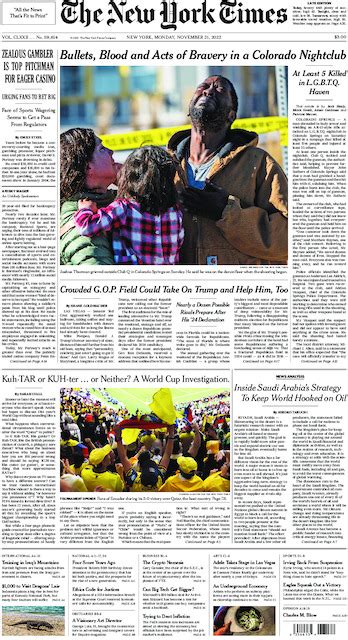 The New York Times In Print For Monday Nov 21 2022 The New York Times