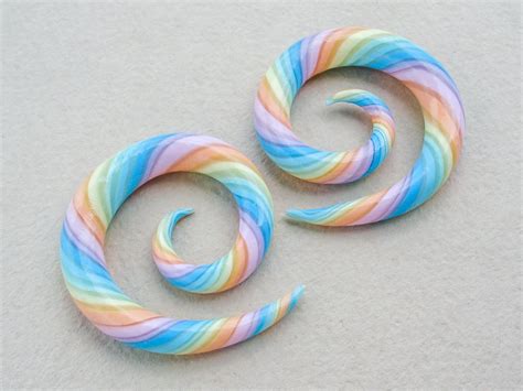 Rainbow Spiral Gauges Or Fake Gauge Earrings Ear Gauges Etsy Faux