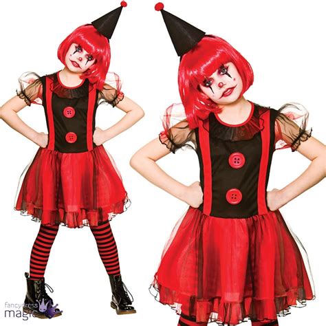 Kids Girls Teen Scary Circus Horror Evil Clown Halloween Fancy Dress