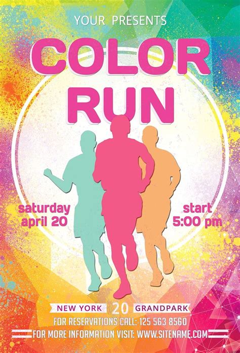 Color Run Flyer And Poster Color Run Flyer Graphic Design Layouts