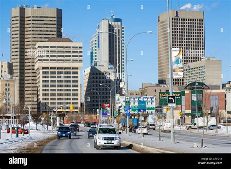 Canada Manitoba Province Winnipeg Downtown And Buildings Stock Photo