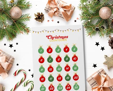 25 Days Until Christmas Countdown Printable Instant Download Etsy