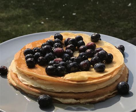 Homemade Blueberry Pancakes W Honey Food