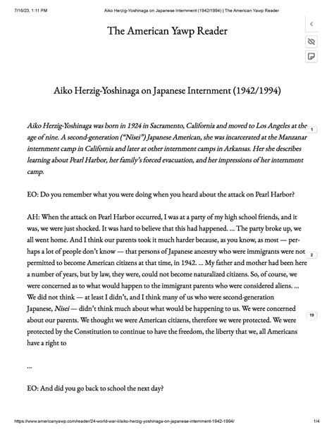 aiko herzig yoshinaga on japanese internment 1942 1994 the american yawp reader the american