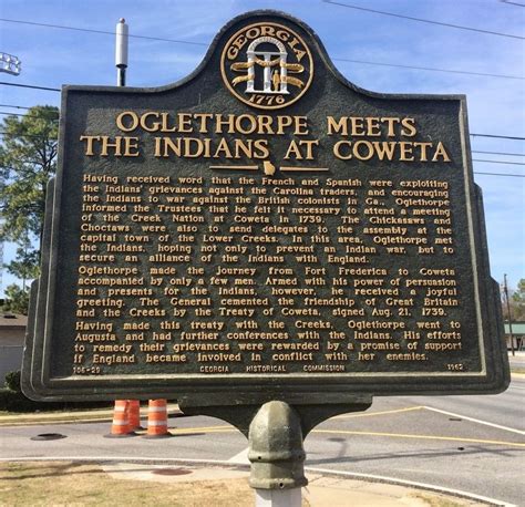 Oglethorpe Meets The Indians At Coweta Historical Marker