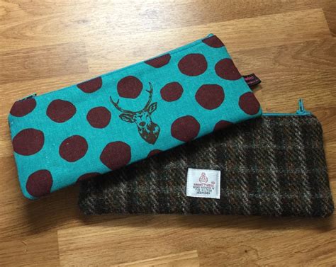 Blue Hipster Deer Zipped Pouch Harris Tweed Pencil Case Etsy