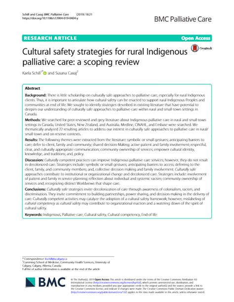 Cultural Safety Strategies For Rural Indigenous Palliative Care A