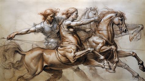 ingyenes kép nők lovak mitológia lény vázlat régi stílus rajz
