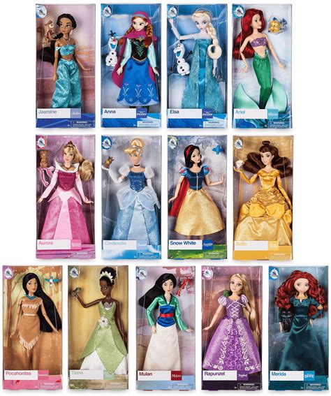 Disney Store Original Princess Rapunzel Ariel Elsa Anna Aurora Cinderella Belle Dolls Toys For