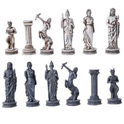 greek mythology gods chess set with glass board 3 3 4 inch high chess pieces
