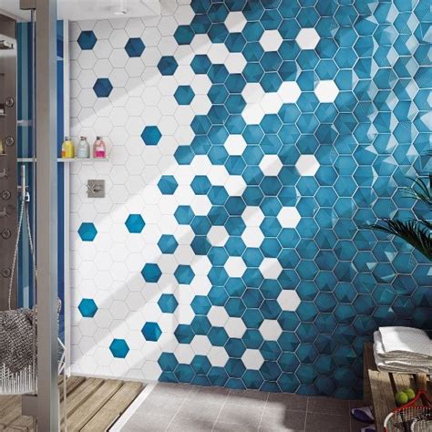 Electric Blue With Effect In Combination With White Hexagonal Tiles