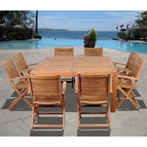 Dine in style with patio dining sets from kmart. Amazonia Boynton Square 9-Piece Teak Patio Dining Set-SC ...