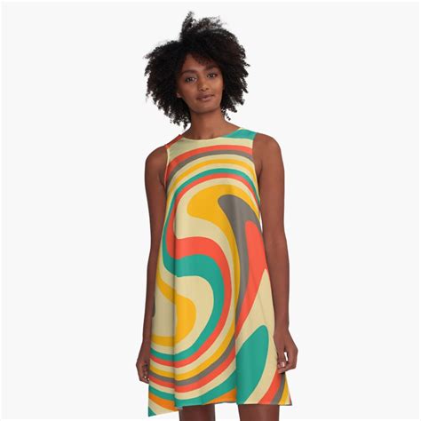 Retro Swirl 70s Colors Abstract A Line Dress By Trajeado14