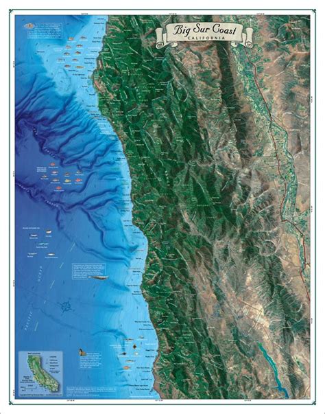 Big Sur Coast Map Coastal California Series Bluewater Maps