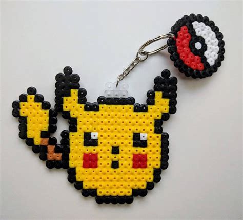 Pokemon Keychain Of Iron Beads Pikachu Bulbasaur Etsy