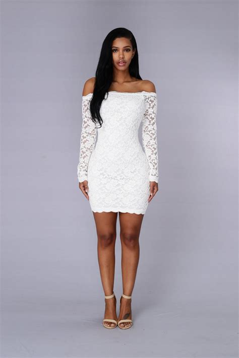 Off Shoulder Lace Bodycon Dress White