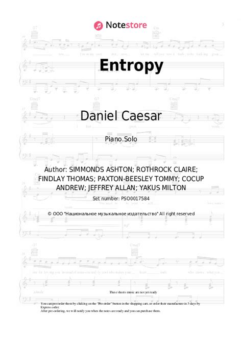 Daniel Caesar Entropy Sheet Music For Piano Download Pianosolo Sku
