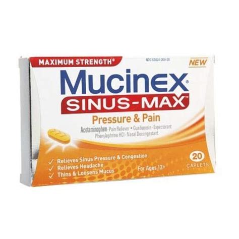 Buy Mucinex Sinus Max Pressure Pain And Cough Maximum Strength Caplets Sinus Pressure