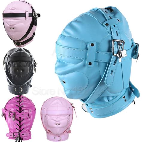 Superior Pu Leather Fetish Sm Hood Headgear With Mouth Ball Gag Bdsm
