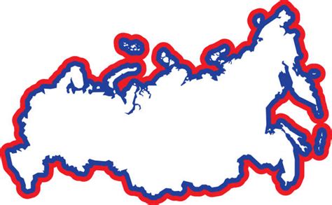 Russia Map Outline Vector And Russia Flag Vector Outline Illustrations