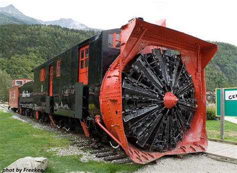 Rotary Snowplow Used For Clearing Train Tracks After Heavy Snow Built