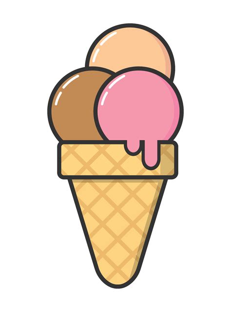 Ice Cream Cone With Three Scoops Vector Art At Vecteezy