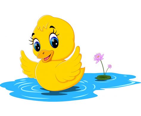 Illustration Of Cute Baby Duck Cartoon Premium Vector