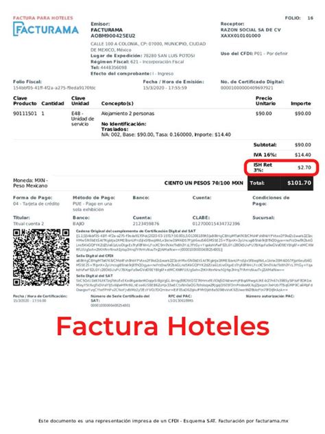 Ejemplo Factura De Hoteles Cfdi 33 Hoteles Facturas San Luis