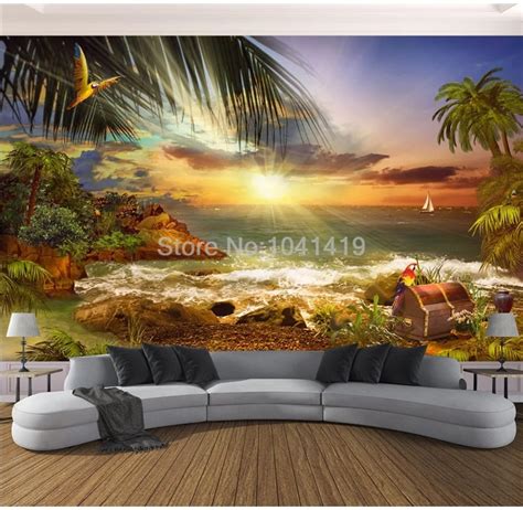 3d Arches Paradise Beach Seascape Landscape Wallpaper Living Room