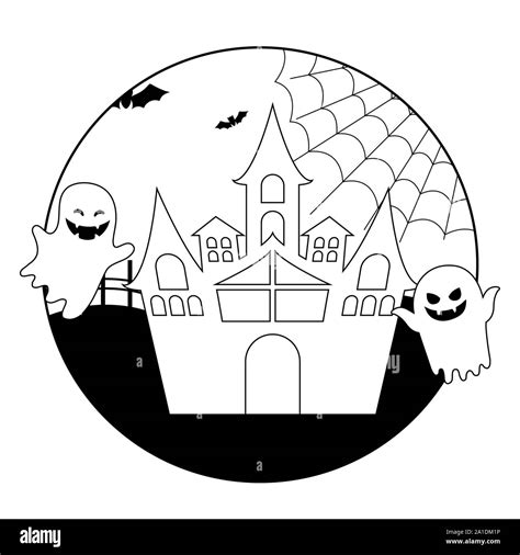 Scene Of Scary Halloween Castle Vector Illustration Design Stock Vector