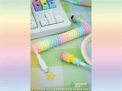 Milkshake Themed Custom Coiled Keyboard Cable With Pastel Gradient