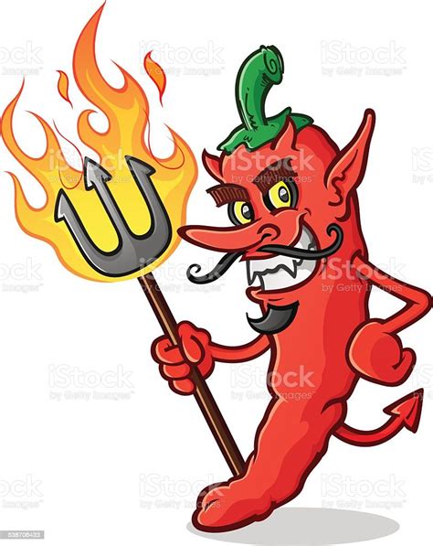 Ilustración de Guindilla Caliente Personaje De Historieta De Diablo y