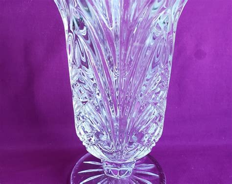 Vintage Cut Glass Lead Crystal Vase Clear Glass Vase With Etsy