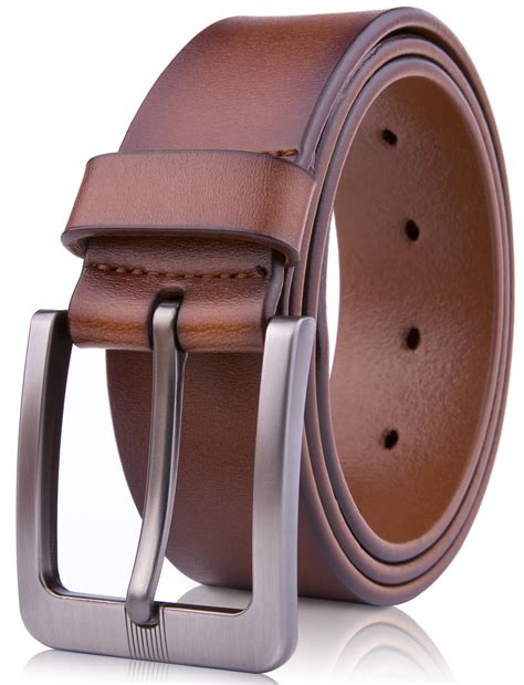 Genuine Leather Dress Belts For Men Mens Belt For Suits Jeans Uniform With Single Prong