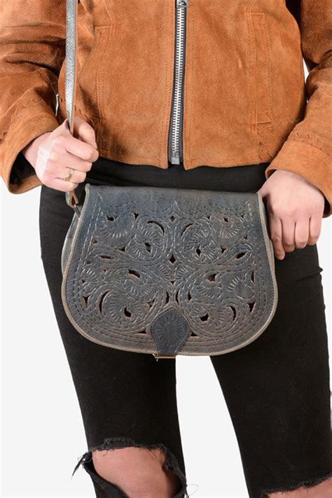 Vintage Leather Tooled Saddle Bag From Brick Vintage