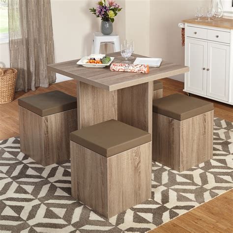 Simple Living 5 Piece Baxter Dining Set With Storage Ottomans Free