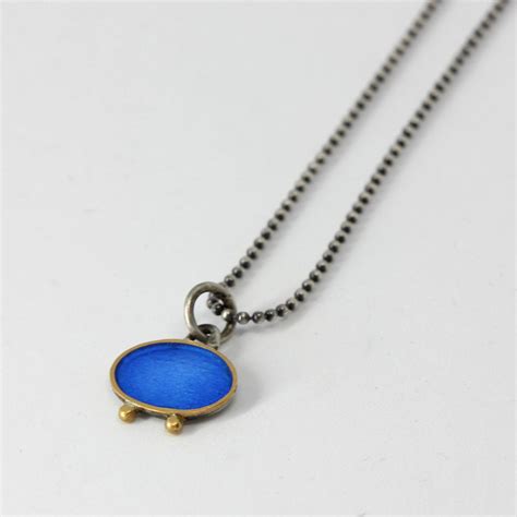 Bright Blue Oval Pendant Necklaces Pendants By Zsuzsi Morrison