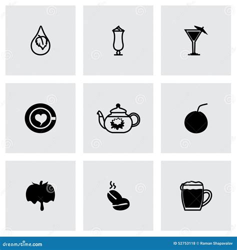 Vector Beverages Icon Set Stock Vector Illustration Of Pictogram