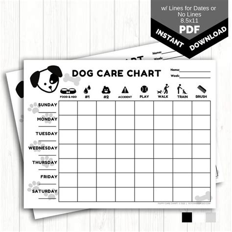 Weekly Puppy Care Chart Printable Dog Chore Chart For Kids New Puppy