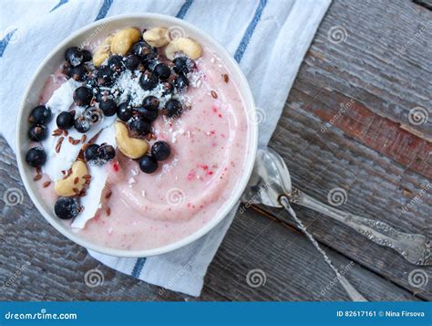 Smoothie Bowl Banana Ice Cream Stock Image Image Of Milk Berry
